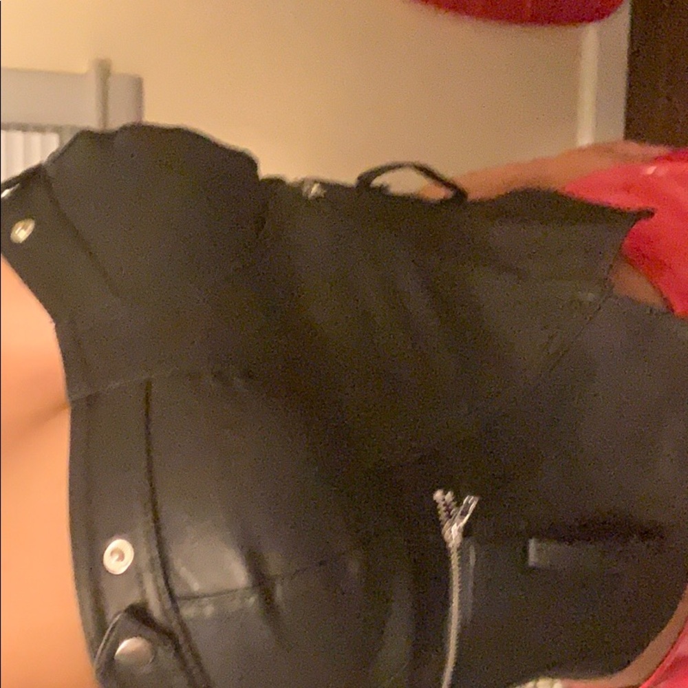 Strapless leather crop top